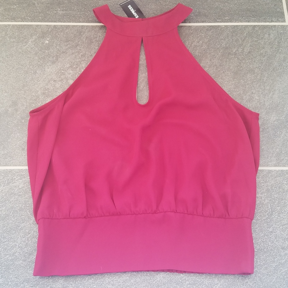 NWT Express Keyhole Choker Style Crop Halter Top